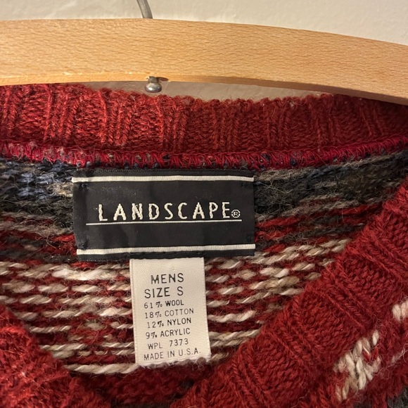 Wool Blend Fair Isle Printed Sweater Men’s Small - Picture 3 of 4